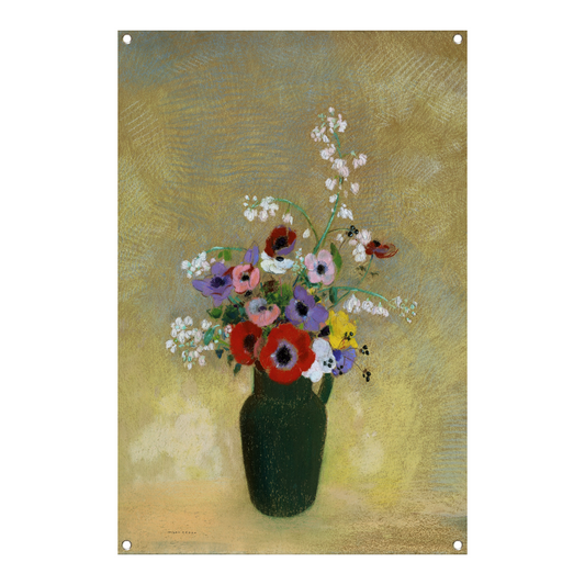 Grote Groene Vaas met Gemengde Bloemen - Odilon Redon tuinposter