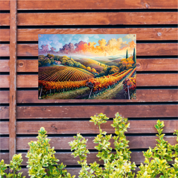 Herfstlandschap met Wijngaard tuinposter
