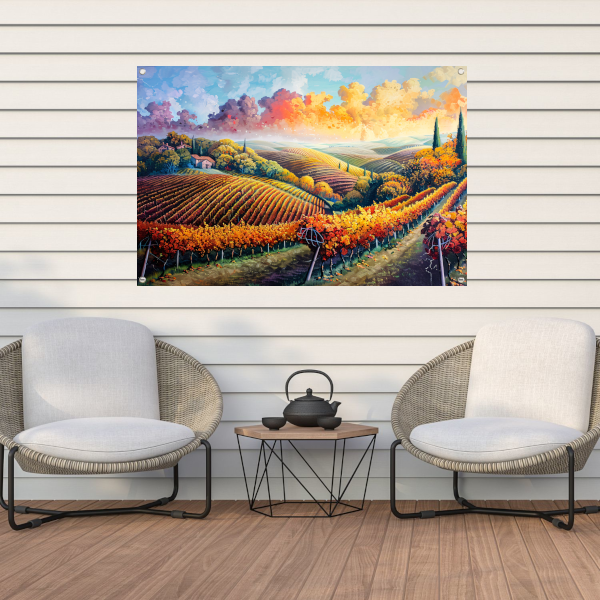Herfstlandschap met Wijngaard tuinposter