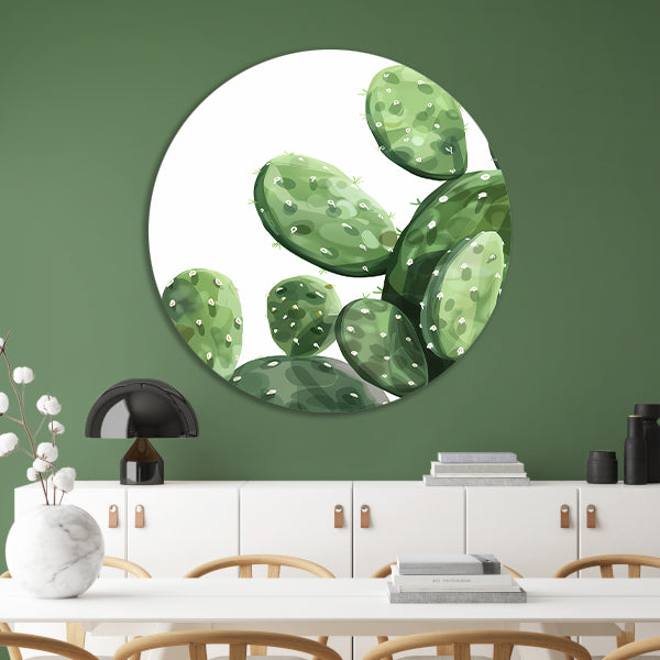 Digitale Kunst: Groene Cactus aluminium muurcirkel