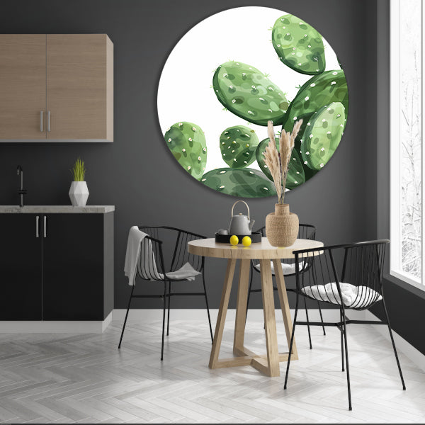 Digitale Kunst: Groene Cactus aluminium muurcirkel