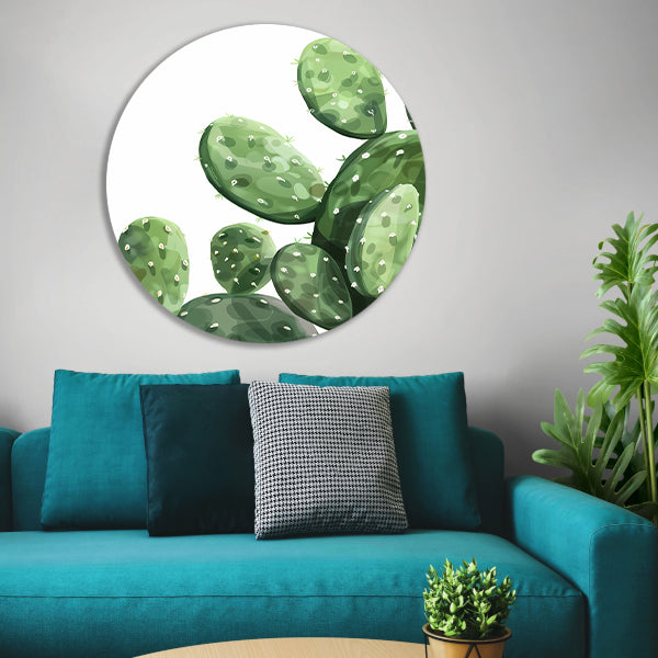 Digitale Kunst: Groene Cactus aluminium muurcirkel