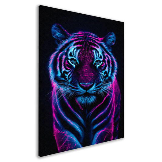 Neon tijger in digitale kunststijl canvas