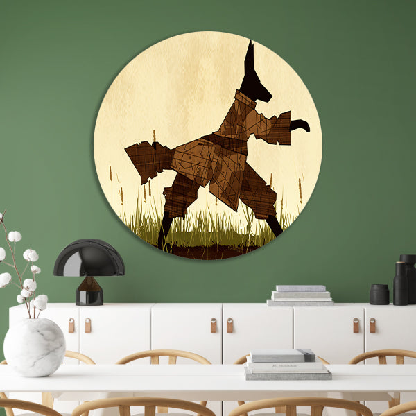 Wolf in abstract veld met gras forex muurcirkel