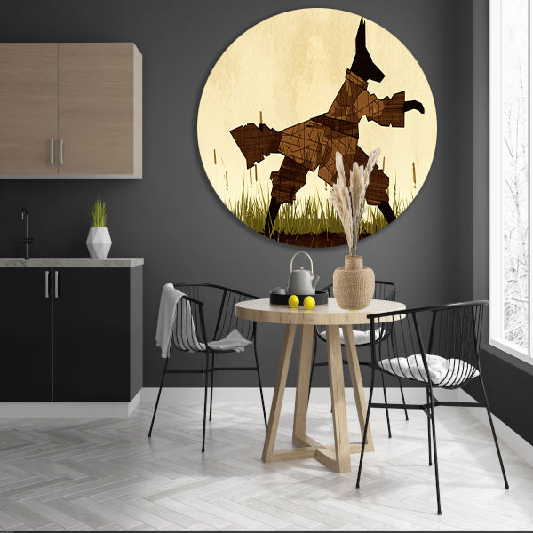 Wolf in abstract veld met gras forex muurcirkel