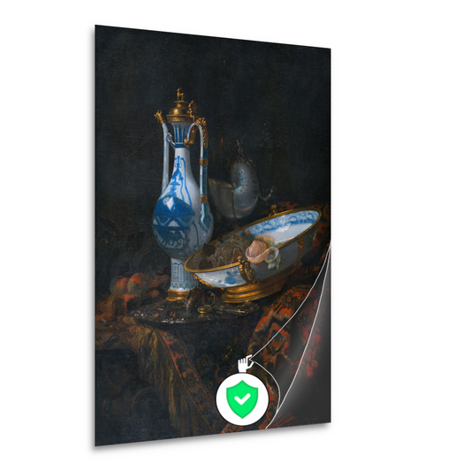 Stilleven met een Aquamanile, fruit en een Nautilusbeker - Willem Kalf poster