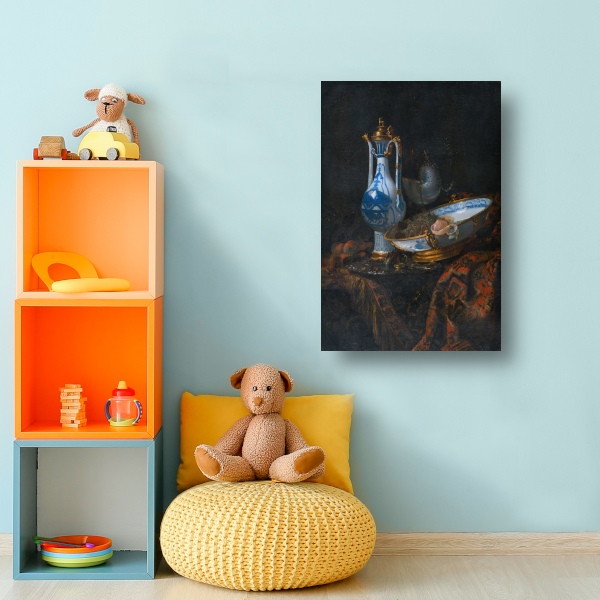 Stilleven met een Aquamanile, fruit en een Nautilusbeker - Willem Kalf canvas