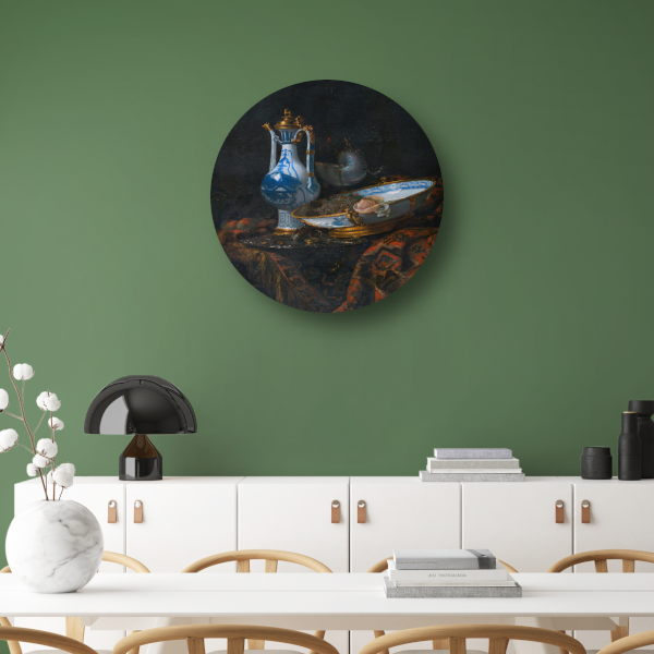 Stilleven met een Aquamanile, fruit en een Nautilusbeker - Willem Kalf forex muurcirkel