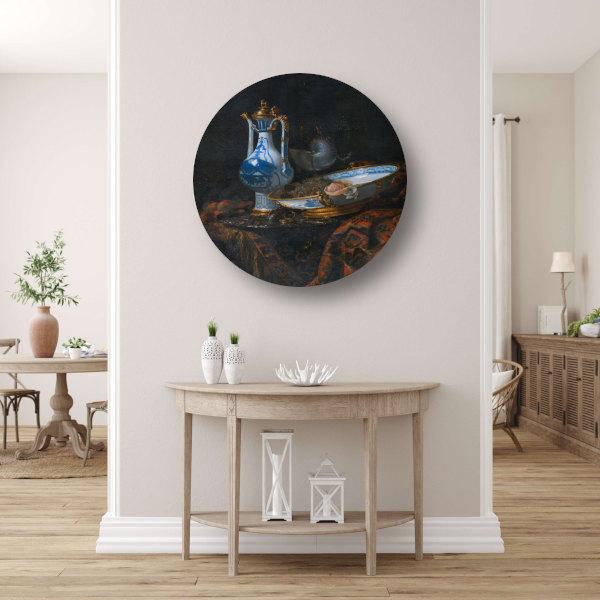 Stilleven met een Aquamanile, fruit en een Nautilusbeker - Willem Kalf forex muurcirkel