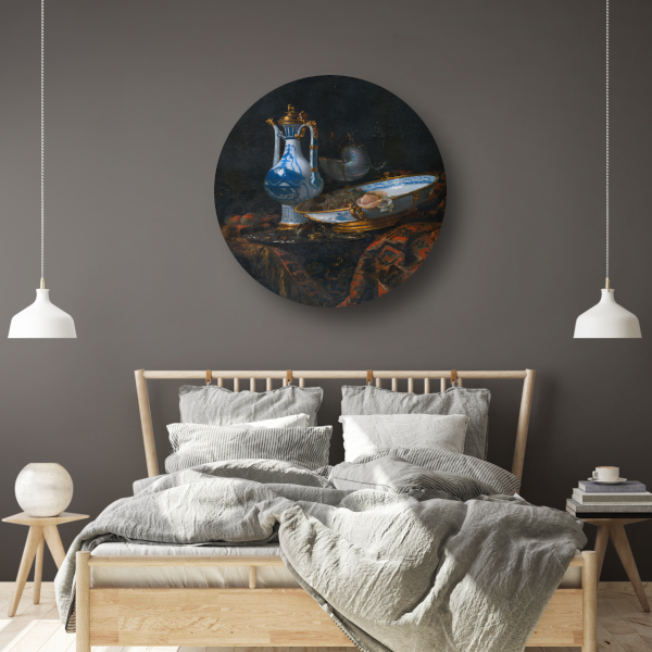 Stilleven met een Aquamanile, fruit en een Nautilusbeker - Willem Kalf forex muurcirkel