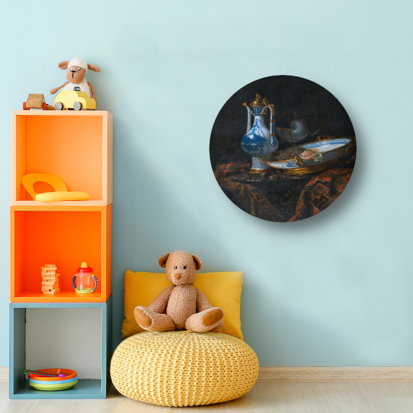 Stilleven met een Aquamanile, fruit en een Nautilusbeker - Willem Kalf forex muurcirkel
