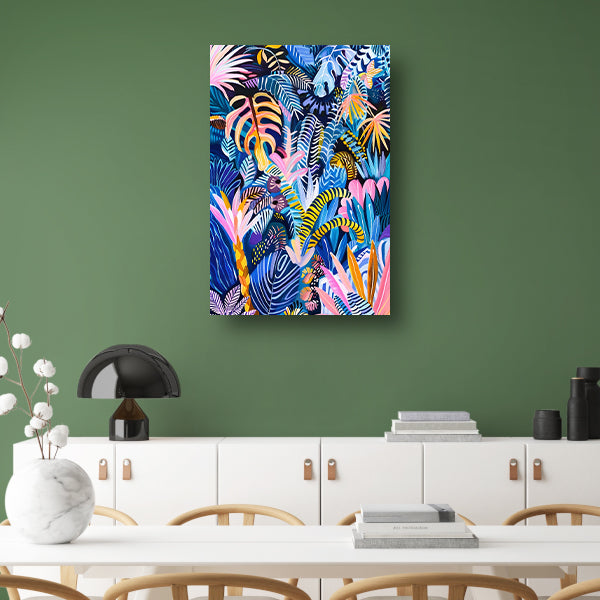 Abstracte kleurrijke kunst van planten en bladeren poster