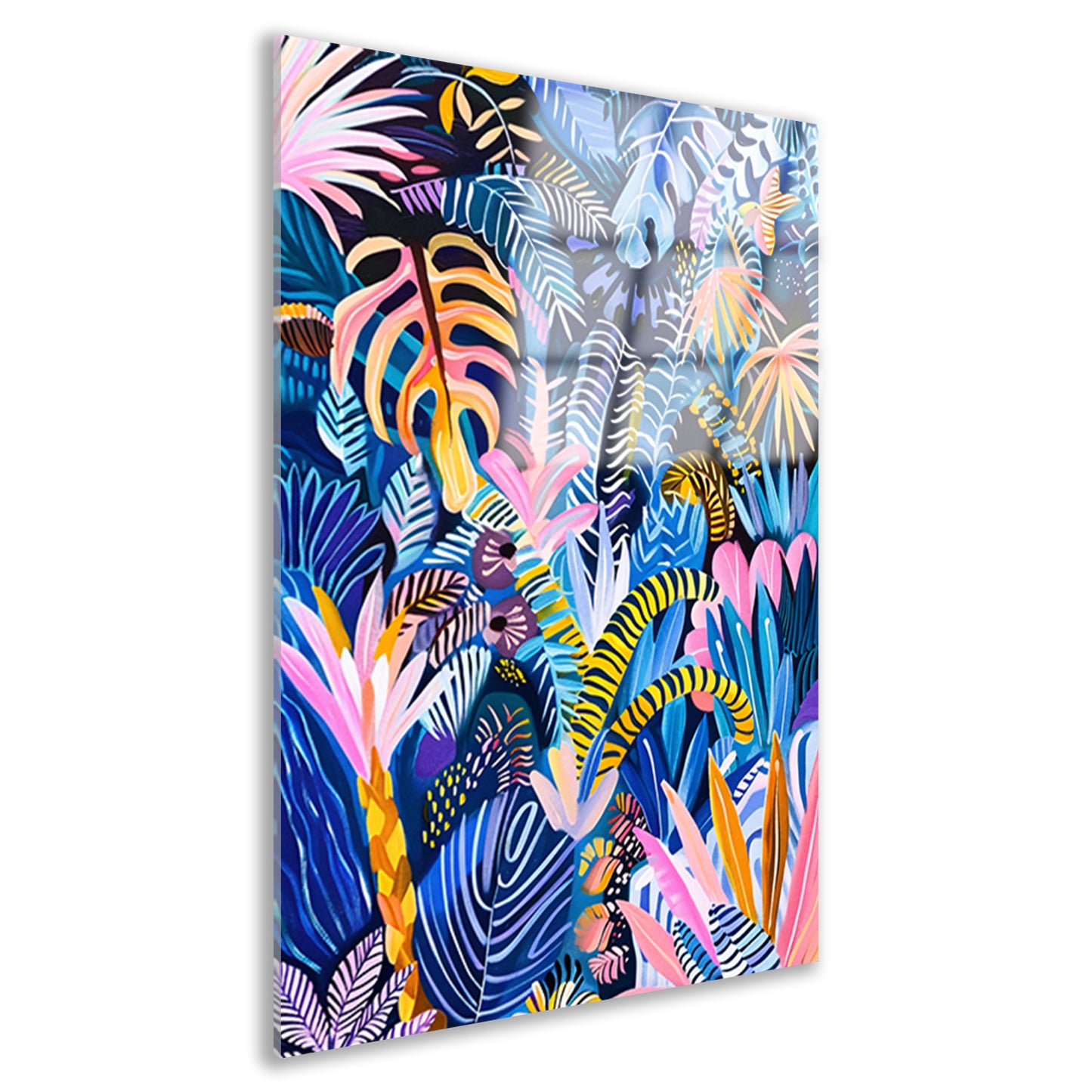 Abstracte kleurrijke kunst van planten en bladeren acrylglas