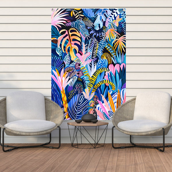 Abstracte kleurrijke kunst van planten en bladeren tuinposter