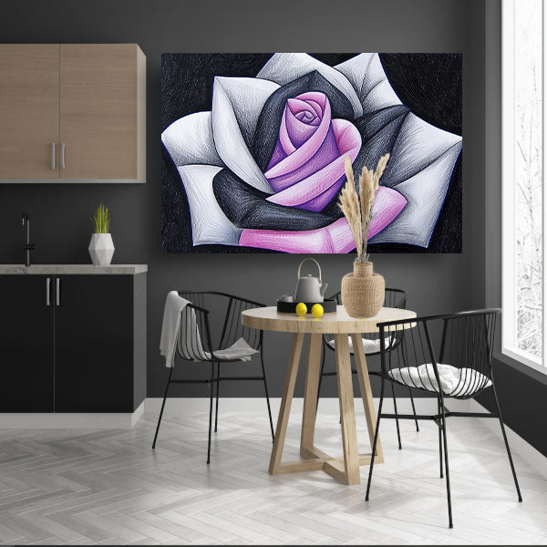 Abstracte roos met contrasterende kleuren poster