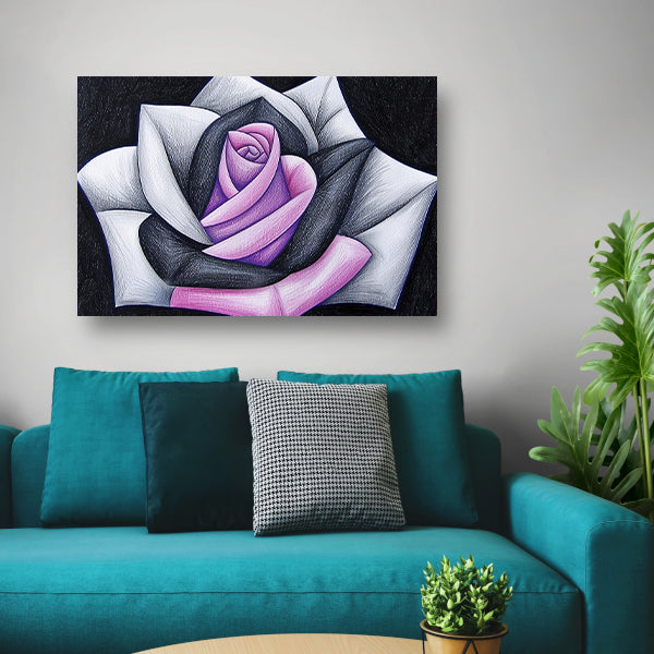 Abstracte roos met contrasterende kleuren poster