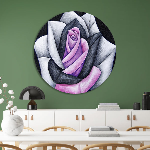 Abstracte roos met contrasterende kleuren forex muurcirkel