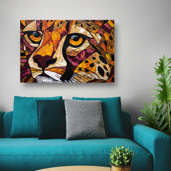 Kleurrijk abstract schilderij van een cheeta poster