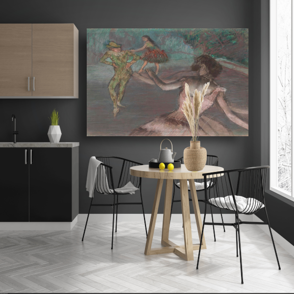 Harlekijn en dansers - Edgar Degas canvas met baklijst