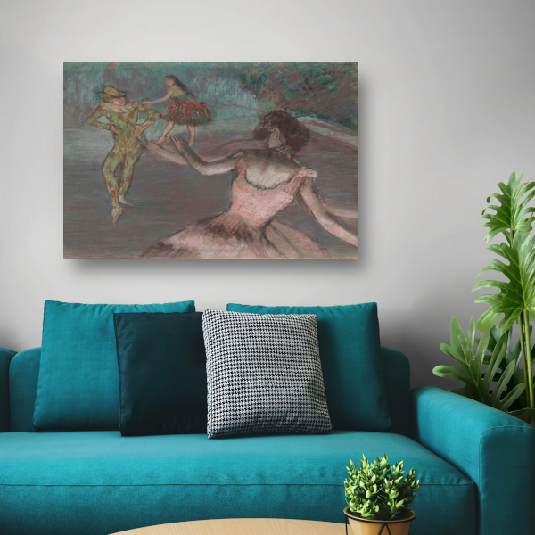 Harlekijn en dansers - Edgar Degas canvas met baklijst
