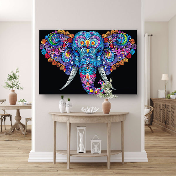 Kleurrijke olifant met gedetailleerde patronen canvas