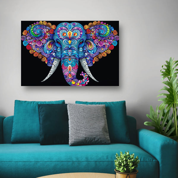 Kleurrijke olifant met gedetailleerde patronen canvas