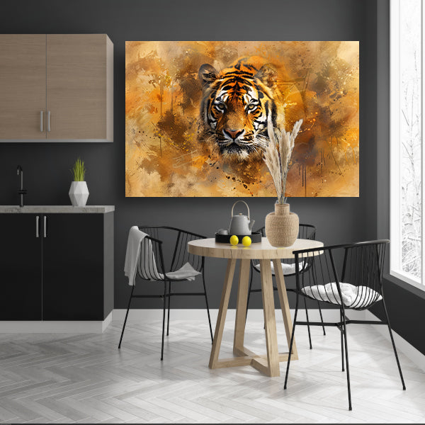 Tijgerportret met abstracte achtergrond canvas