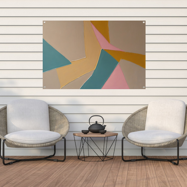 Minimalistische Abstracte Geometrie in Kleur tuinposter