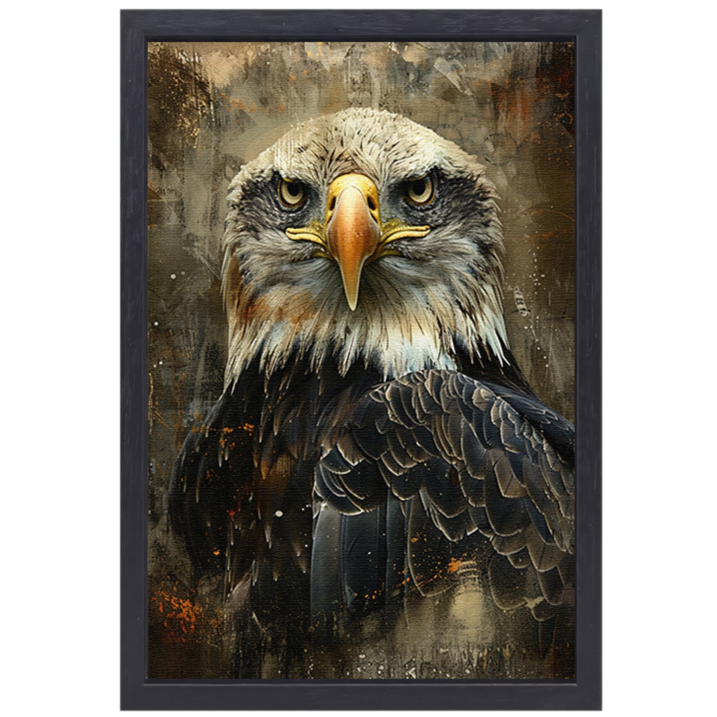 Mysterieuze adelaar met rustieke achtergrond canvas met baklijst