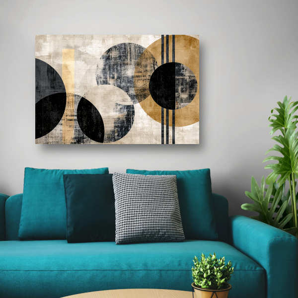 Monochrome Cirkels en Gouden Lijnen poster