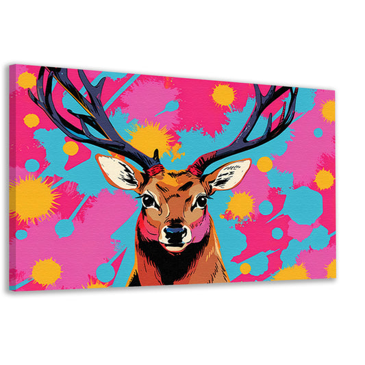 Kleurrijk hert in popart stijl schilderij canvas