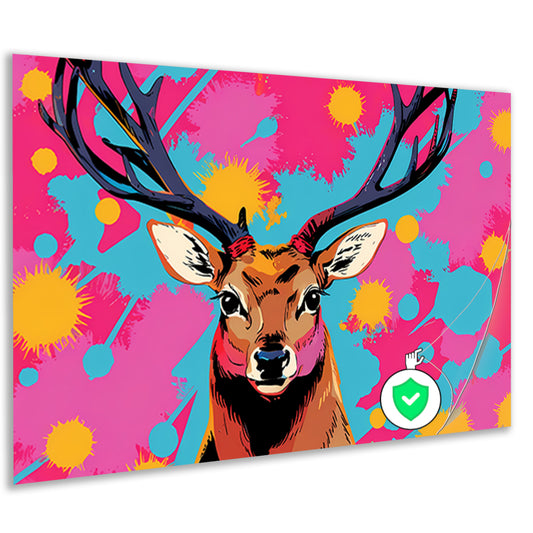 Kleurrijk hert in popart stijl schilderij poster