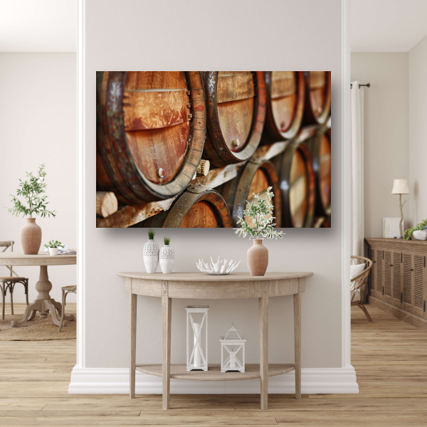 Minimalistische Houten Vaten Stapel canvas