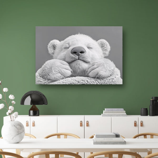 Slapende ijsbeer in zachte monochrome tinten poster