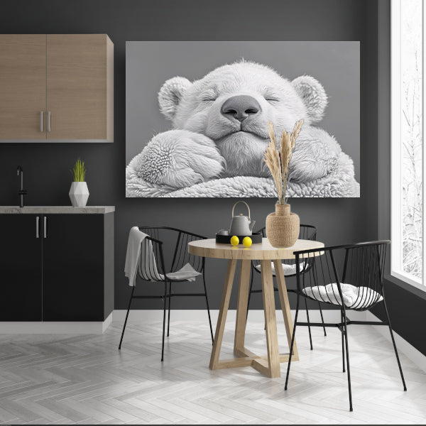 Slapende ijsbeer in zachte monochrome tinten poster