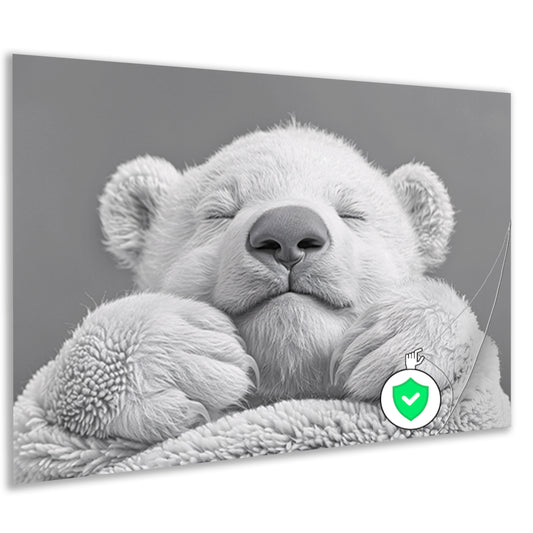 Slapende ijsbeer in zachte monochrome tinten  poster
