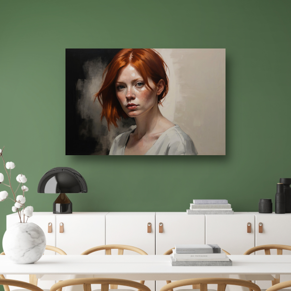 Intense Blik van een Roodharige Schoonheid canvas met baklijst