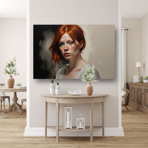 Intense Blik van een Roodharige Schoonheid canvas met baklijst