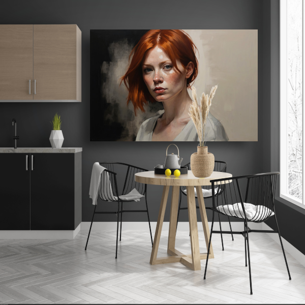 Intense Blik van een Roodharige Schoonheid canvas met baklijst