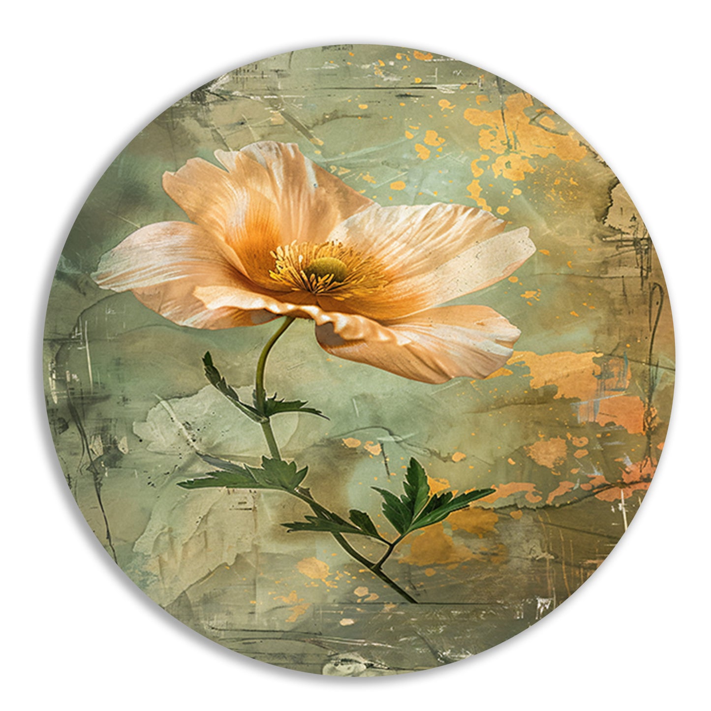 Prachtige bloem met vintage achtergrond aluminium muurcirkel