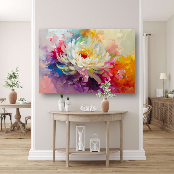 Abstract schilderij van kleurrijke bloem poster