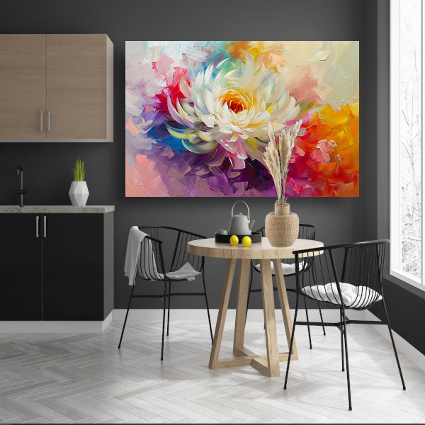 Abstract schilderij van kleurrijke bloem poster