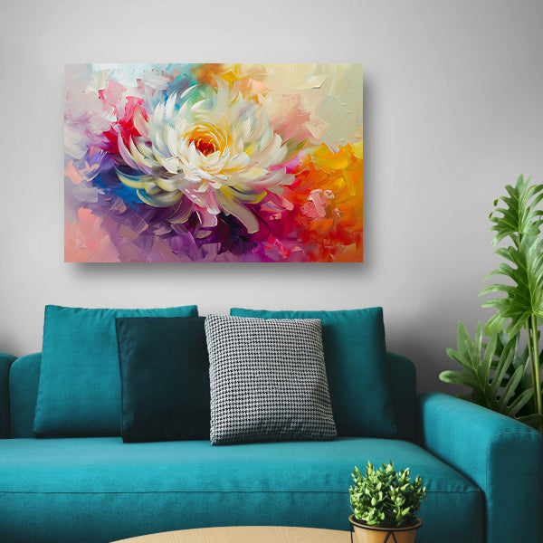 Abstract schilderij van kleurrijke bloem poster