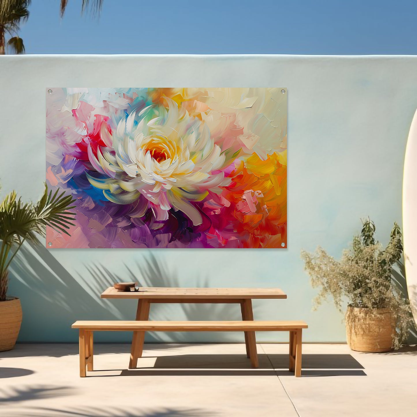 Abstract schilderij van kleurrijke bloem tuinposter