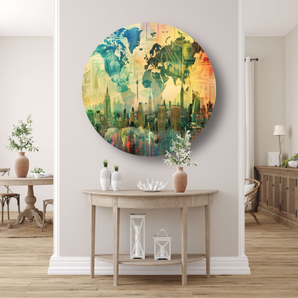 Abstracte Stad met Lijnenpatroon forex muurcirkel