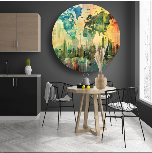 Abstracte Stad met Lijnenpatroon forex muurcirkel