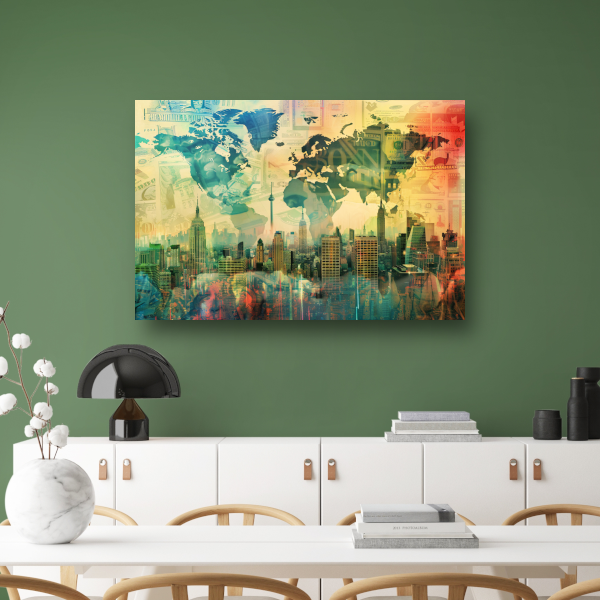 Abstracte Stad met Lijnenpatroon canvas