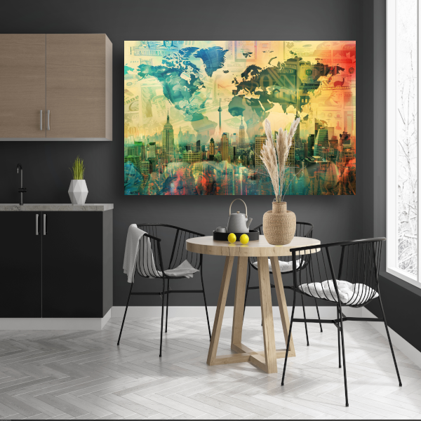 Abstracte Stad met Lijnenpatroon canvas