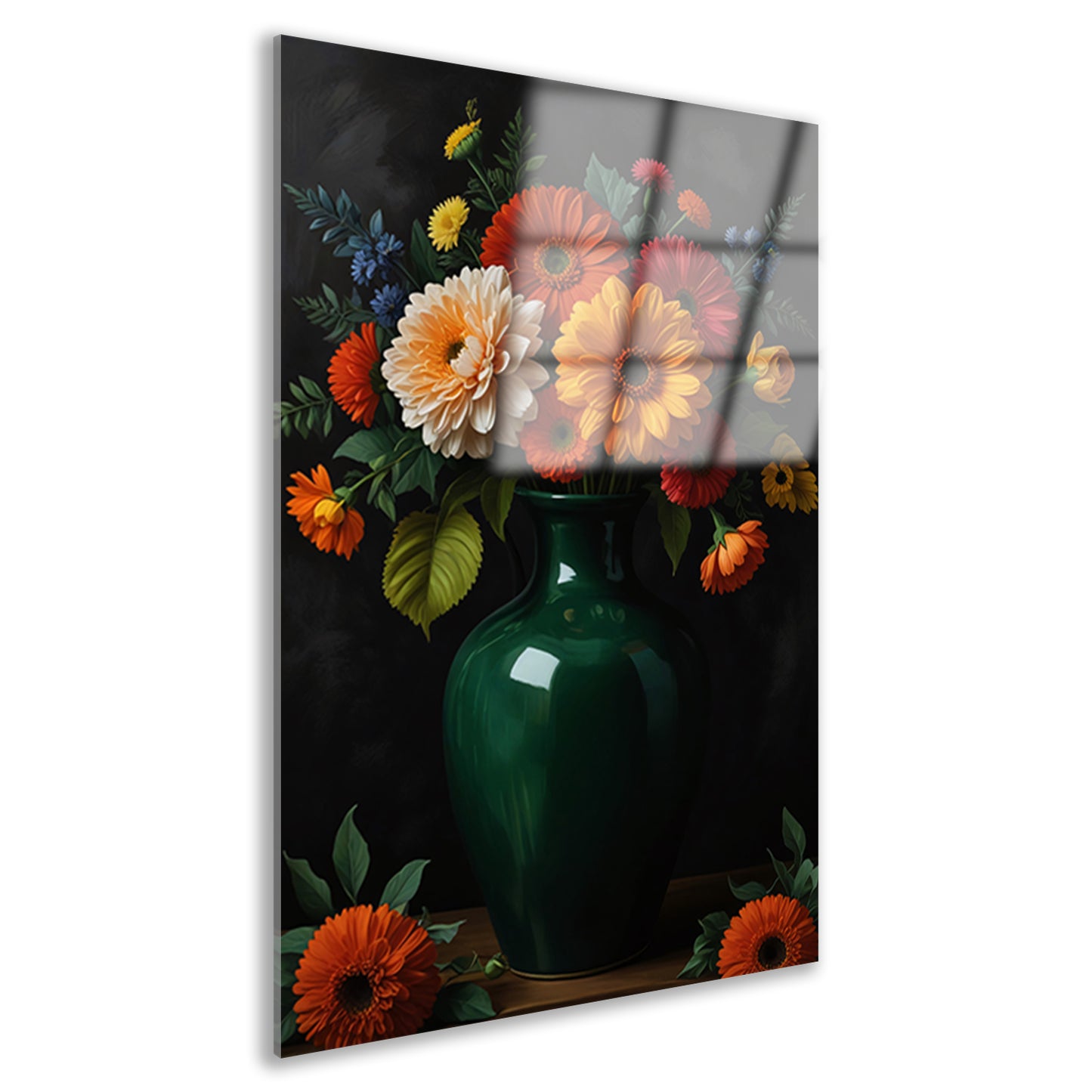 Weelderig Bloemenboeket in Groene Vaas acrylglas