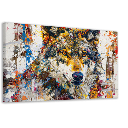 Kleurrijk abstract schilderij van een wolf canvas